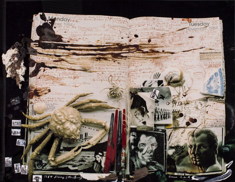 Diary, 1984: Peter BEARD (American, born 1938) Diary, 1984Collage and mixed mediaSigned and dated lower left28.5 x 36 in. - 72 x 91.5 cm.