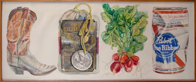 American predella n°2, 75: Don NICE (American, born in 1932) American predella n°2, 75Watercolor on paper, signed and dated lower right, titled lower left35.43 x 88.77 in. - 90 x 225.5 cm.ProvenanceP