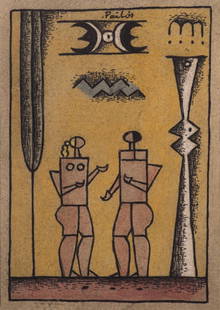 Couple: Manuel PAILOS (Uruguayan, 1914-2004)CouplePastel and ink on paperSigned upper center10 x 7 in. - 25.5 x 18 cm.