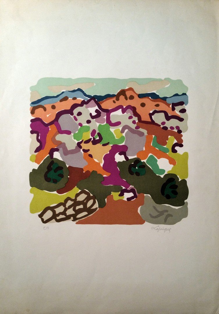 Charles LAPICQUE (1898-1988) Paysage en Angolide: Charles LAPICQUE (1898-1988) Paysage en Angolide Lithograph Signed lower right inscribed E.A (Artist proof) lower left 29.9 x 21 in. - 76 x 53.5 cm. THIS WORK IS IN OUR PARIS OFFICE IN France