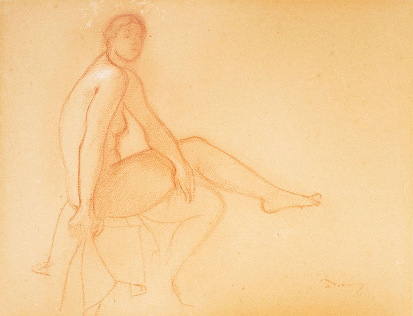 André DERAIN (French, 1880 -1954): André DERAIN (French, 1880 -1954) Nu Sanguine on paper Signed lower right 10.6 x 14 in. - 27 x 36 cm.