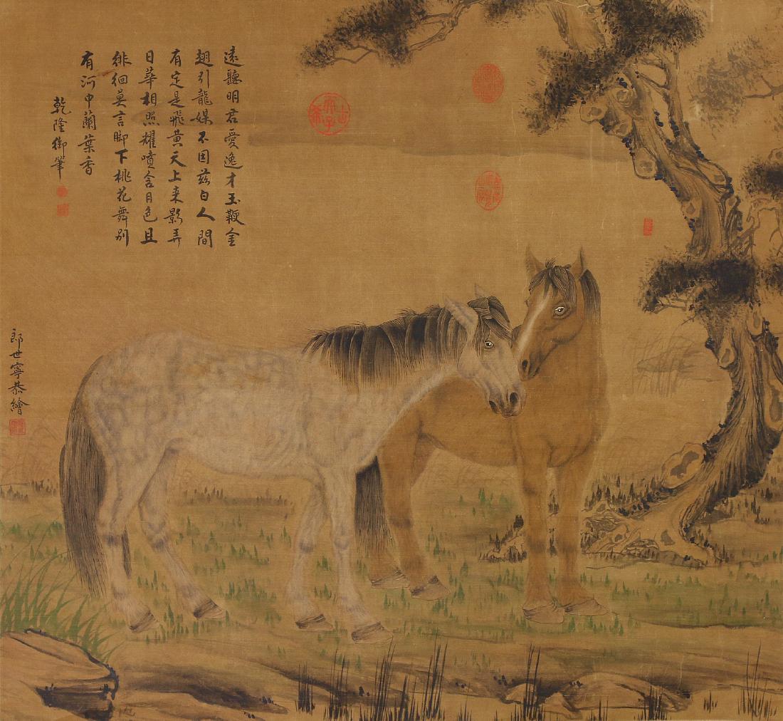 A CHINESE ANTIQUE PAPER HANGING PAINTING SCROLL BY (1 of 3)