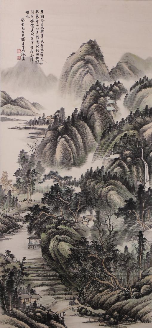 A CHINESE PAPER HANGING PAINTING SCROLL BY WU, ZHENG (1 of 4)