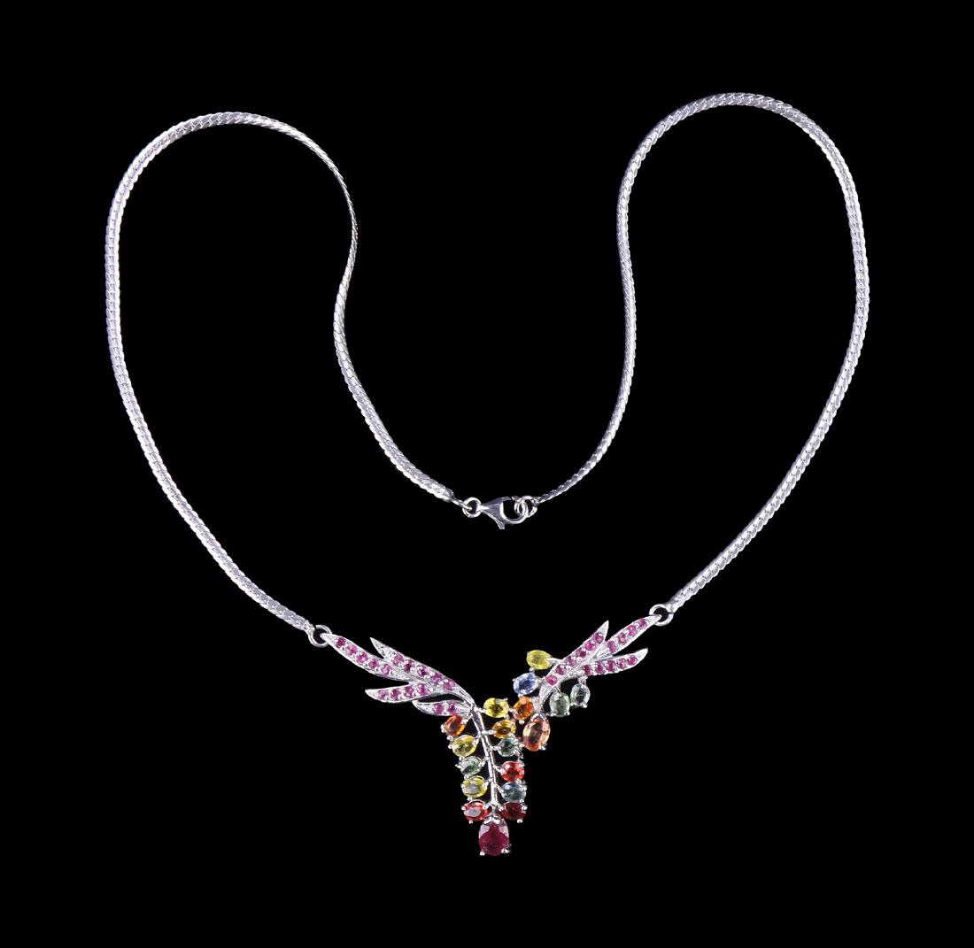 A NATURAL SAPPHIRE & RUBY 14K WHITE GOLD & STERLING (1 of 5)