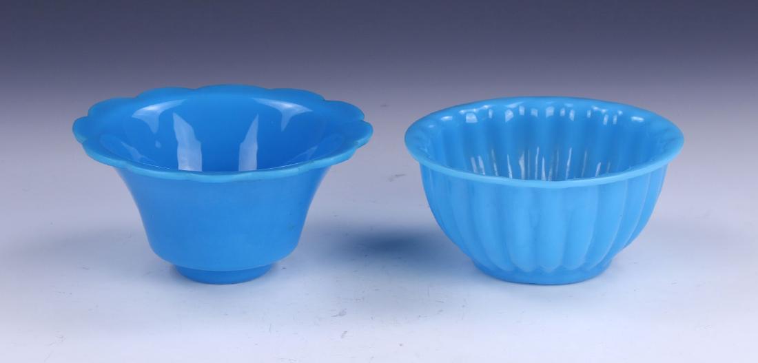 TWO (2) CHINESE ANTIQUE BLUE PEKING GLASS BOWLS (1 of 4)