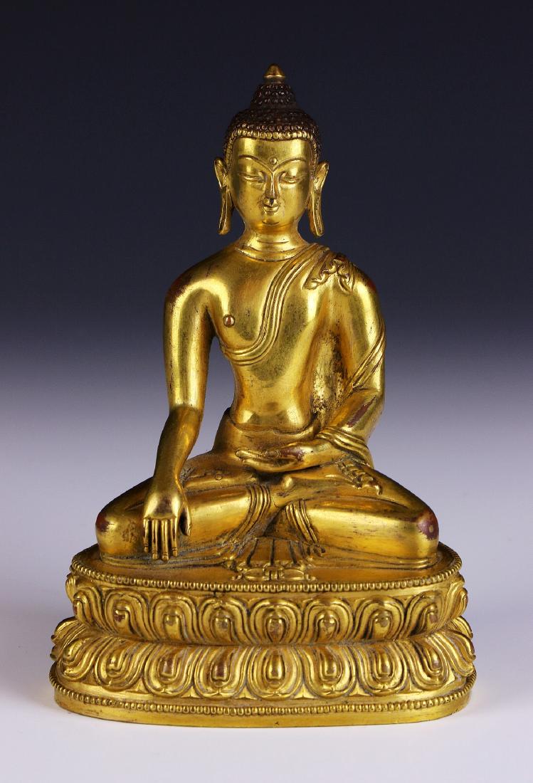 A CHINESE ANTIQUE GILT BRONZE BUDDHA (1 of 4)