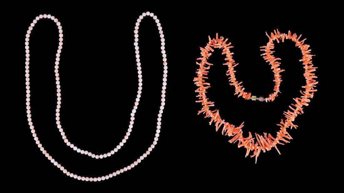 TWO (2) FINE CORAL NECKLACES (1 of 3)