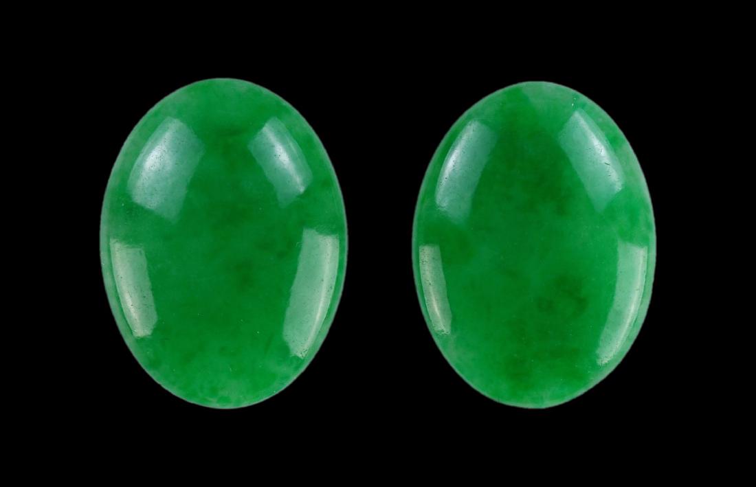 PAIR JADEITE CARVED CABOCHONS (1 of 3)