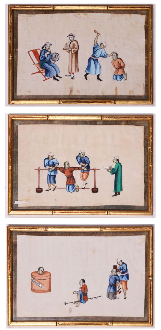 THREE (3) CHINESE FRAMED RICE PAPER PAINTINGS (1 of 4)