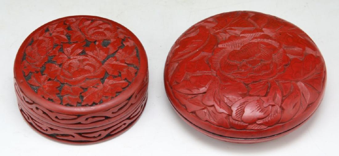 TWO (2) CHINESE ANTIQUE RED CINNABAR LACQUER CASES (1 of 3)