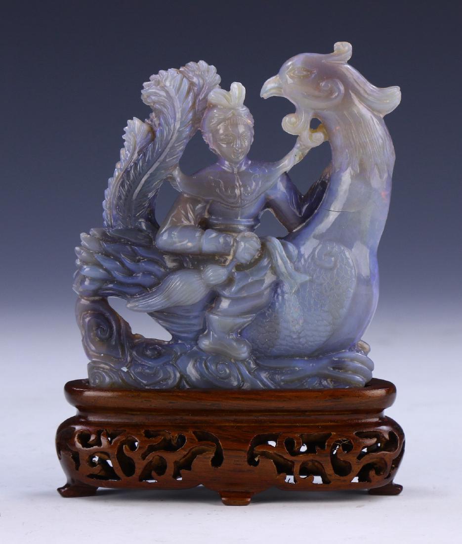 A CHINESE OPAL CARVED FIGURE GROUP (1 of 5)
