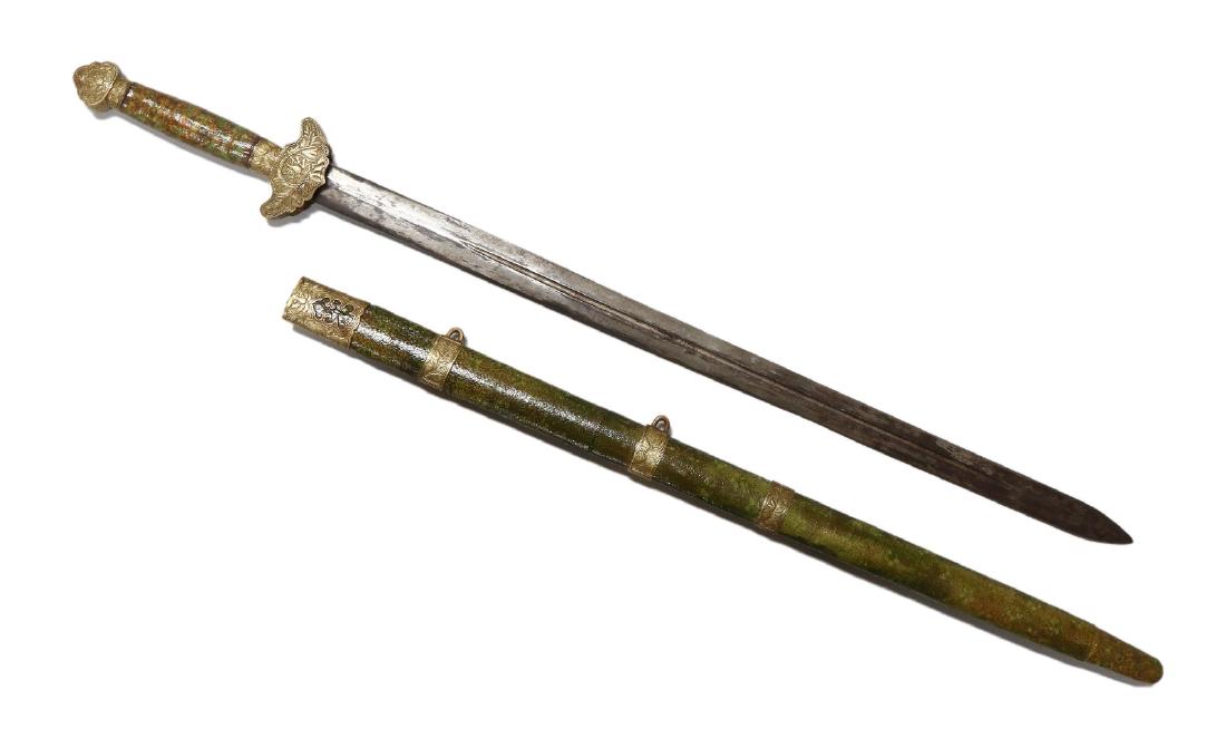A CHINESE SWORD WITH SCABBARD (1 of 4)