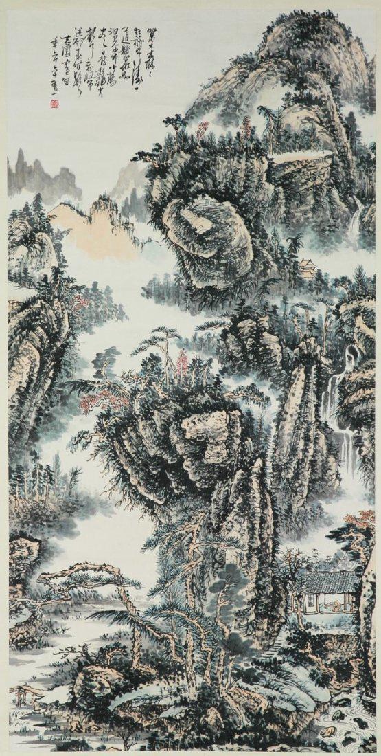 A CHINESE PAPER HANGING PAINTING SCROLL (1 of 6)