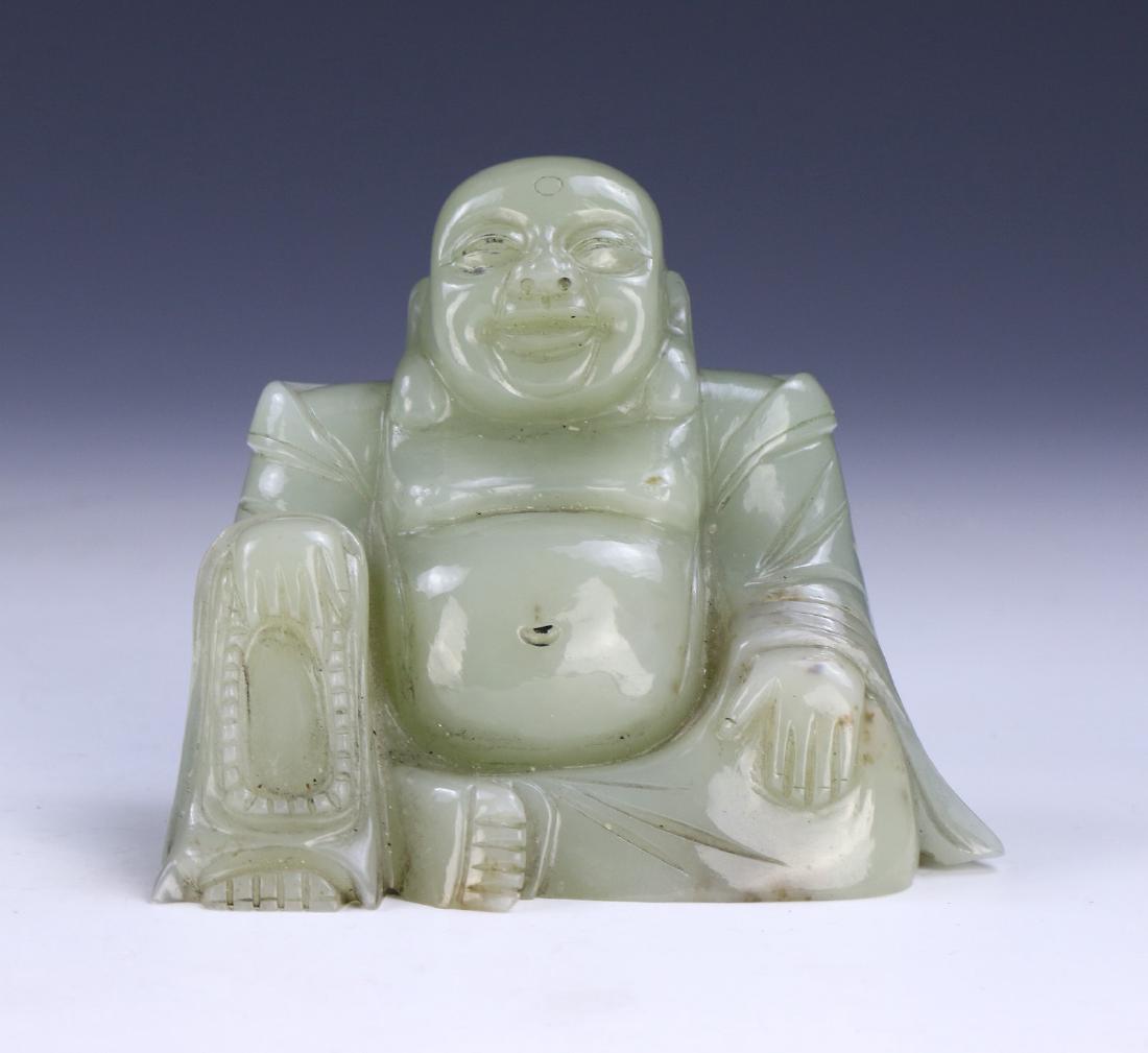 A CHINESE CELADON JADE BUDDHA (1 of 3)