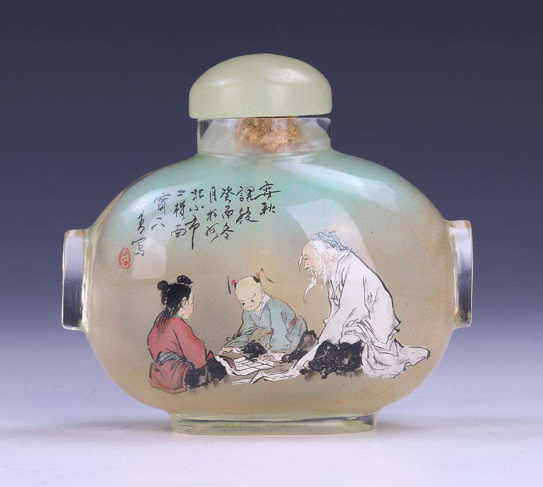 A CHINESE INSIDE PAINTED GLASS SNUFF BOTTLE (1 of 3)