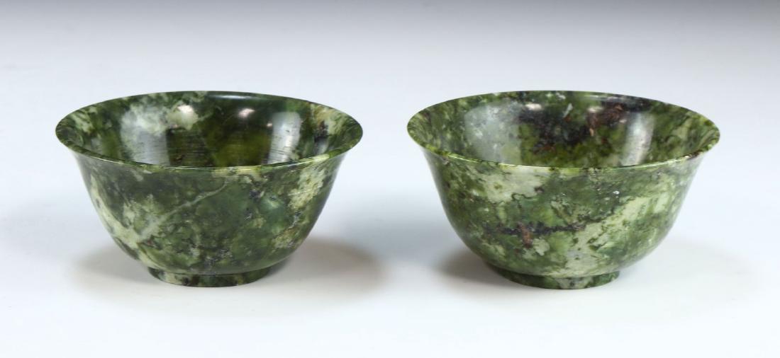 PAIR CHINESE SPINACH JADE BOWLS (1 of 5)