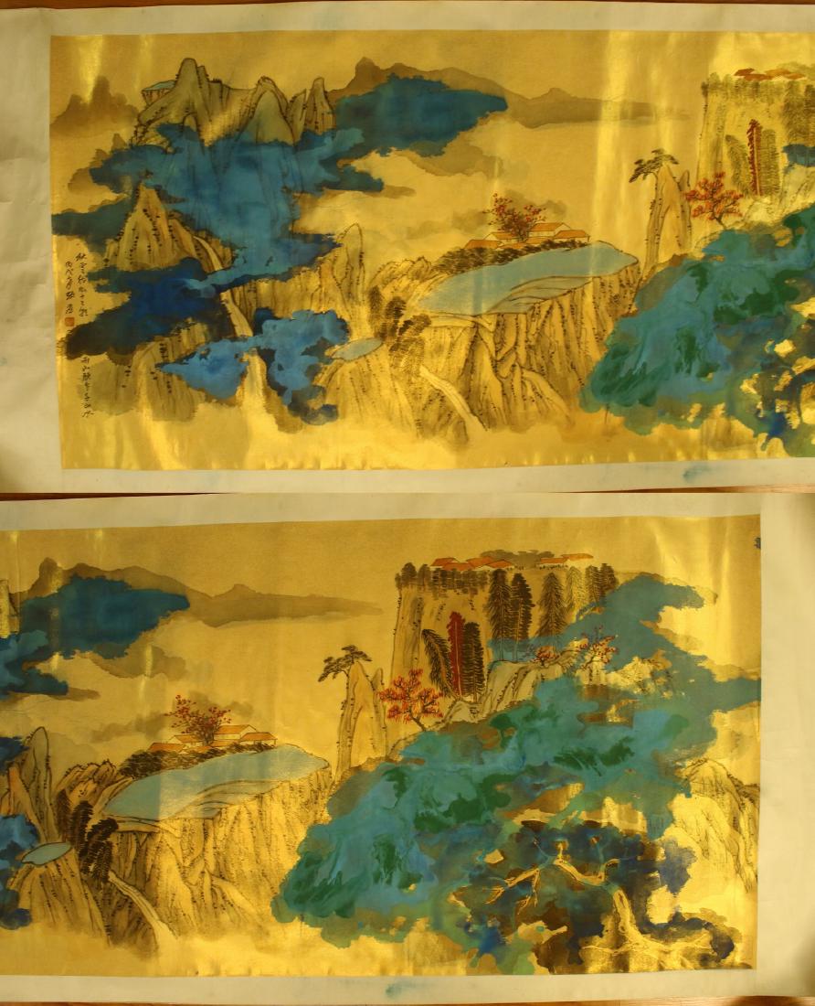A MASSIVE CHINESE HORIZONTAL PAPER PAINTING BY ZHANG, (1 of 9)