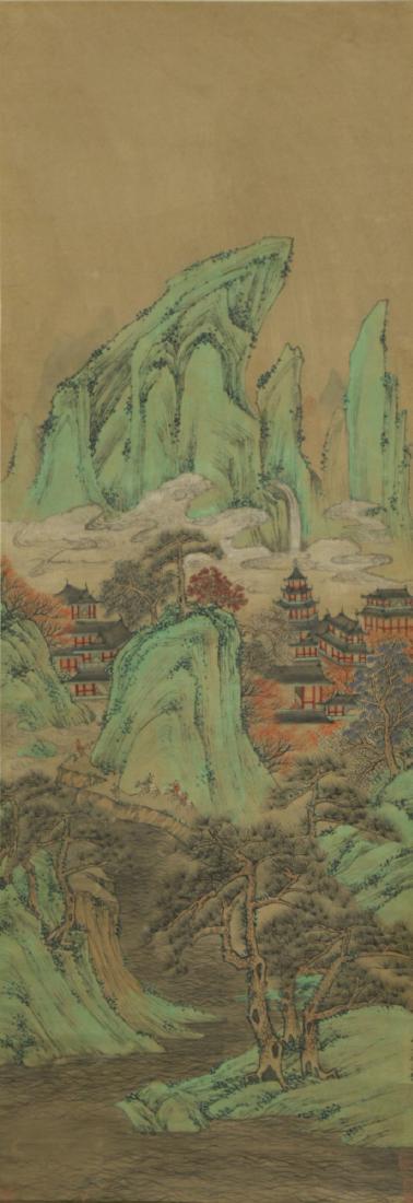 A CHINESE PAPER HANGING PAINTING SCROLL BY QIU, YING (1 of 7)