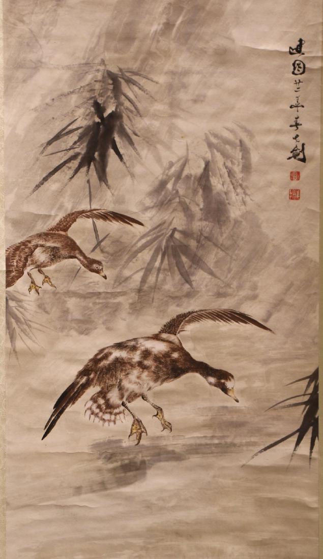 A CHINESE PAPER HANGING PAINTING SCROLL BY GAO, JIANFU (1 of 5)