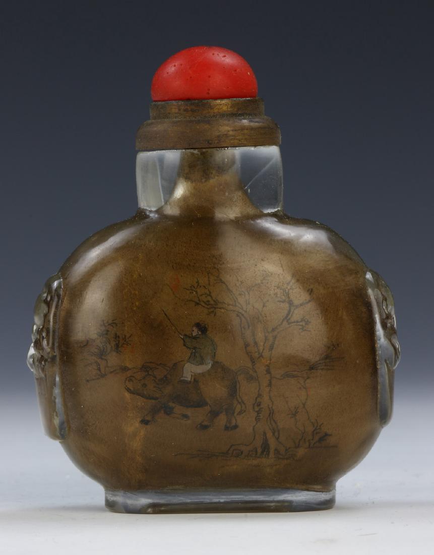 A CHINESE ANTIQUE INSIDE PAINTED PEKING GLASS SNUFF (1 of 7)