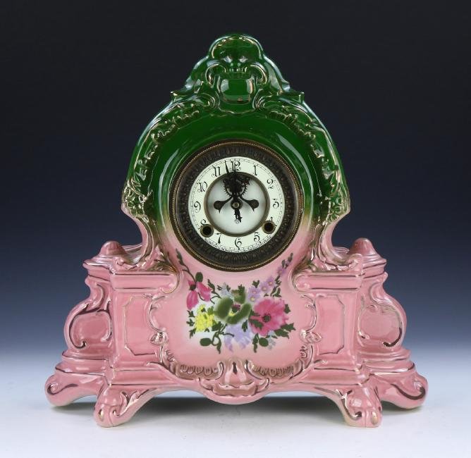 1824, FRENCH LIMITED EDITION GREEN & PINK GLAZED PORCEL (1 of 8)
