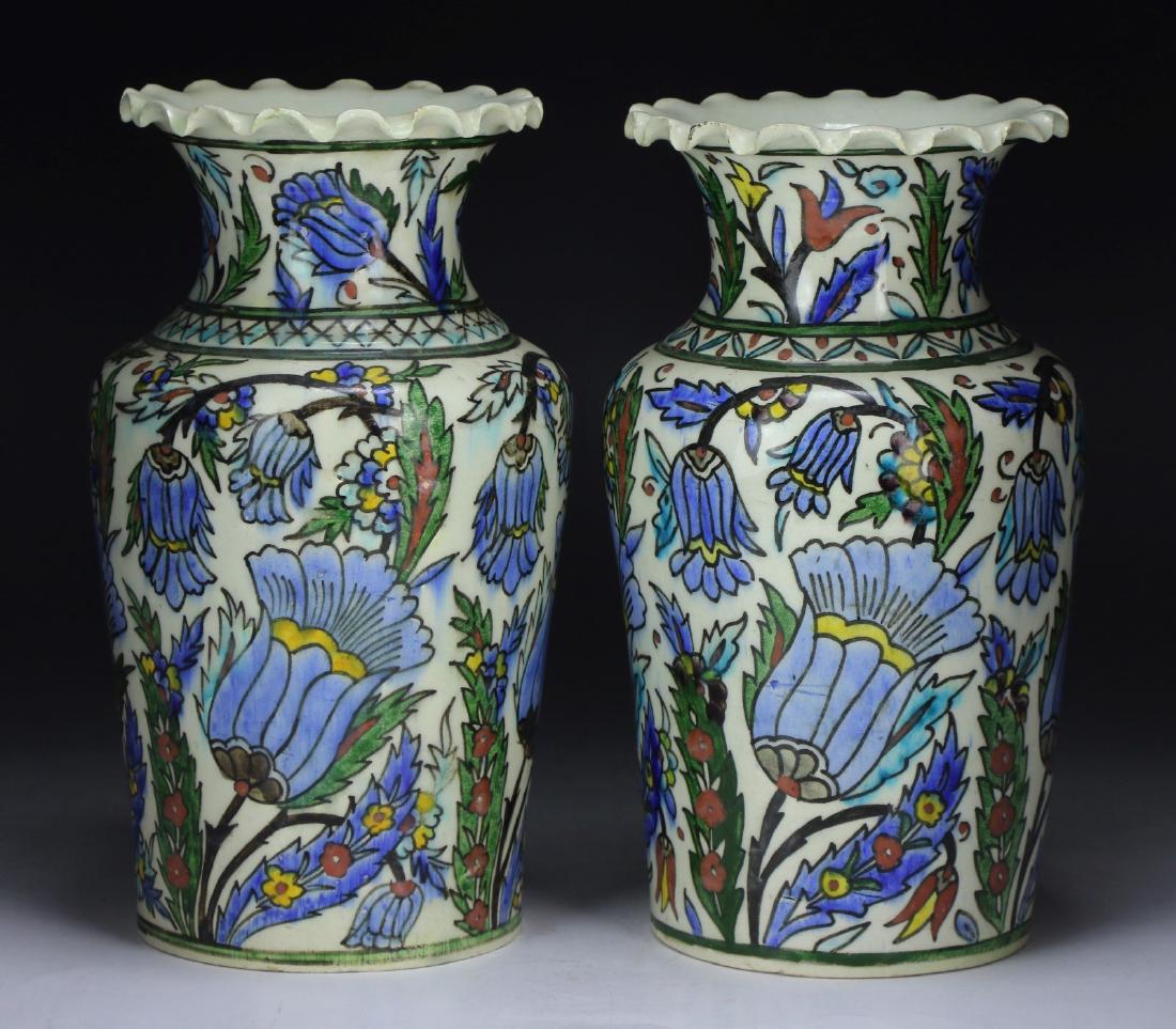 PAIR ANTIQUE PERSIAN PORCELAIN VASES (1 of 3)