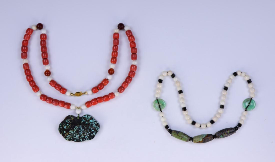 TWO (2) TURQUOISE & STONE NECKLACES (1 of 5)