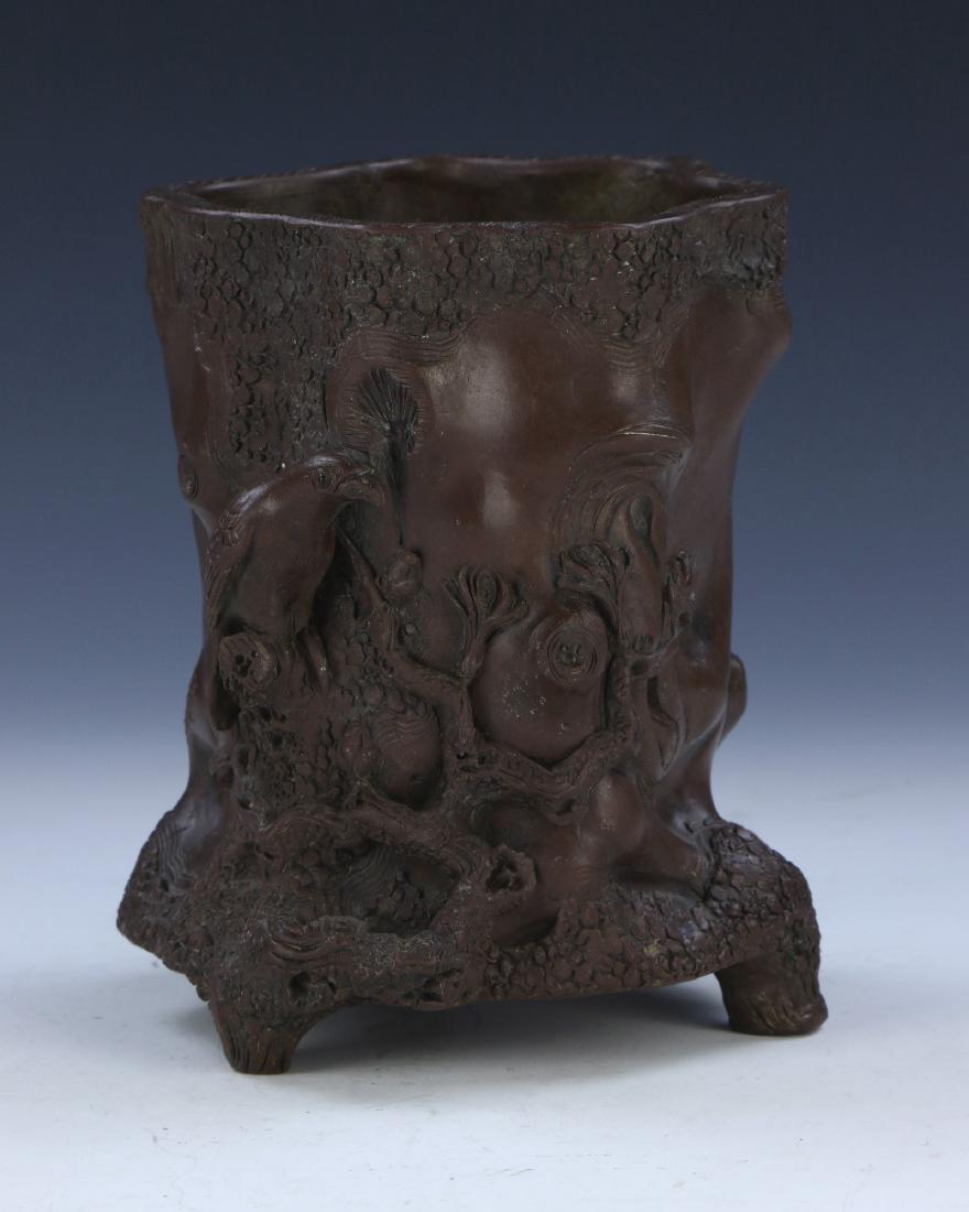 A CHINESE YIXING ZISHA BRUSH POT (1 of 6)