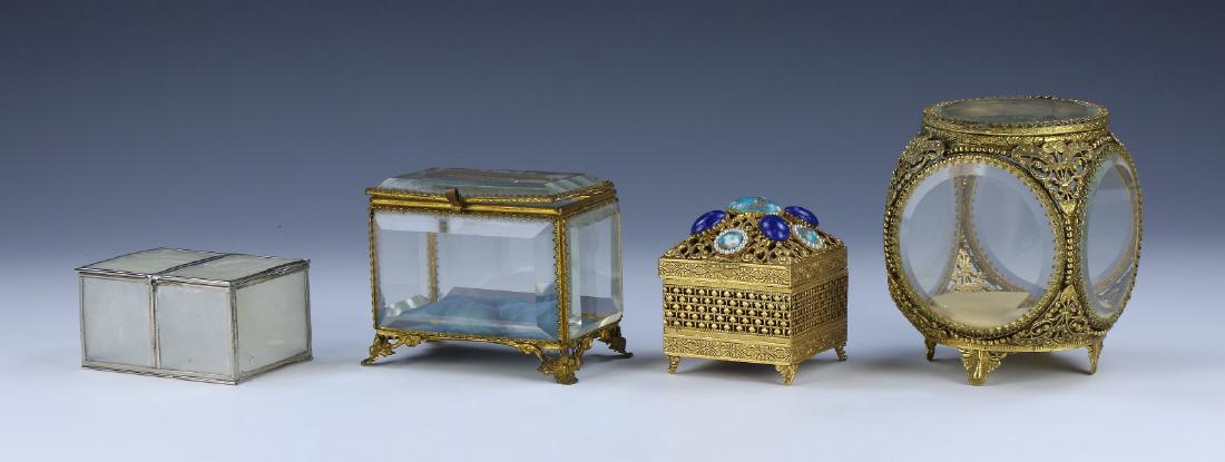FOUR (4) MIXED GLASS & METAL BOXES (1 of 4)
