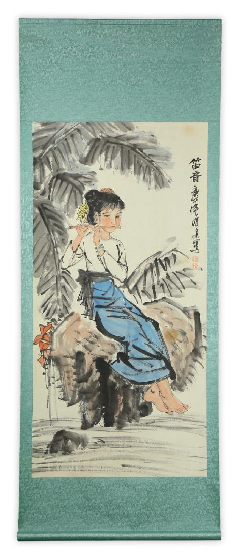 A CHINESE PAPER HANGING PAINTING SCROLL (1 of 5)