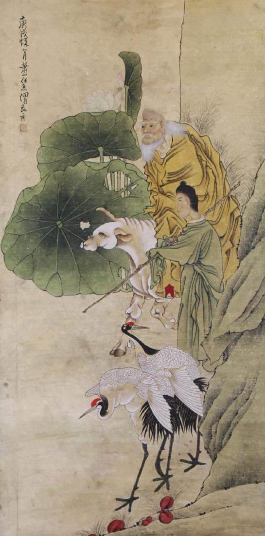 A CHINESE ANTIQUE PAPER PAINTING HANGING SCROLL (1 of 5)