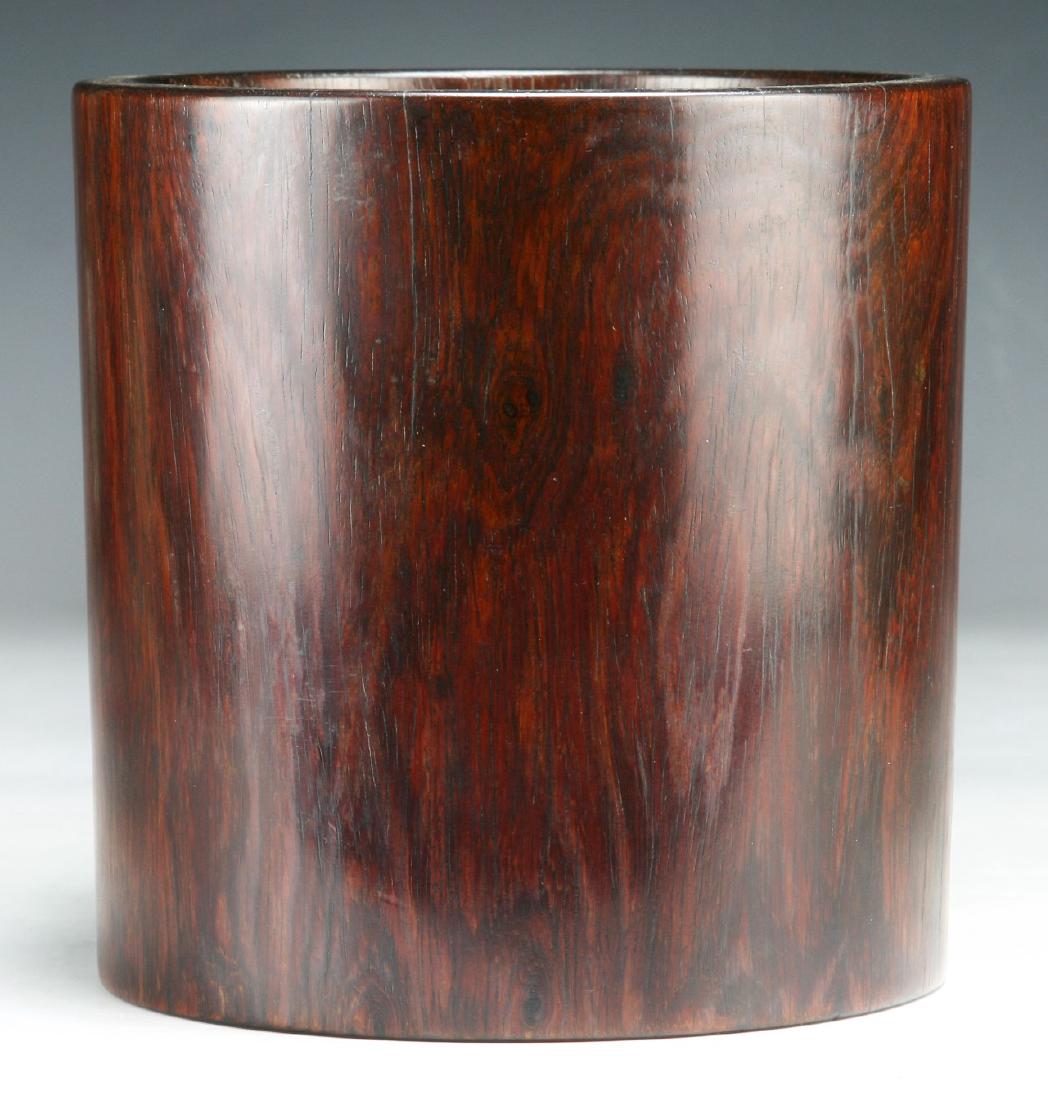 A CHINESE ANTIQUE WOOD CARVED BRUSH POT (1 of 4)
