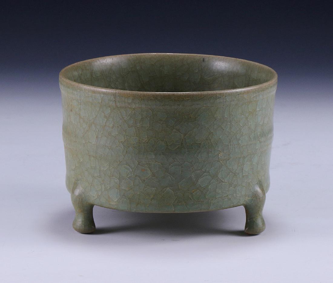 A Chinese Antique Celadon Glazed Tri-Pod Porcelain (1 of 4)