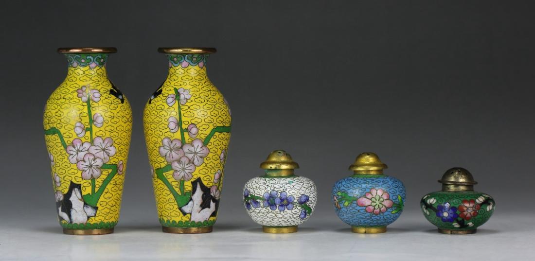 FIVE (5) CHINESE CLOISONNE ON BRONZE ITEMS (1 of 2)