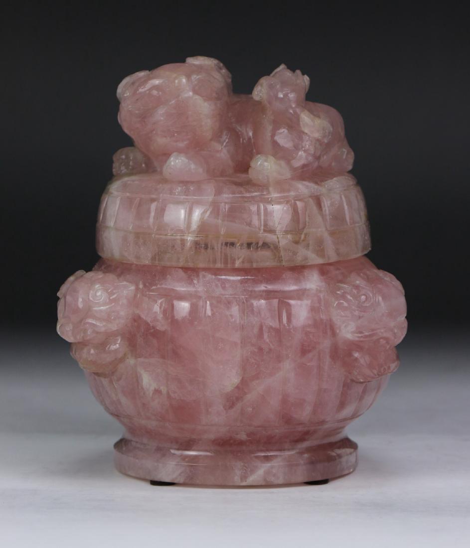A Chinese Rose Quartz Carved Censer (1 of 4)