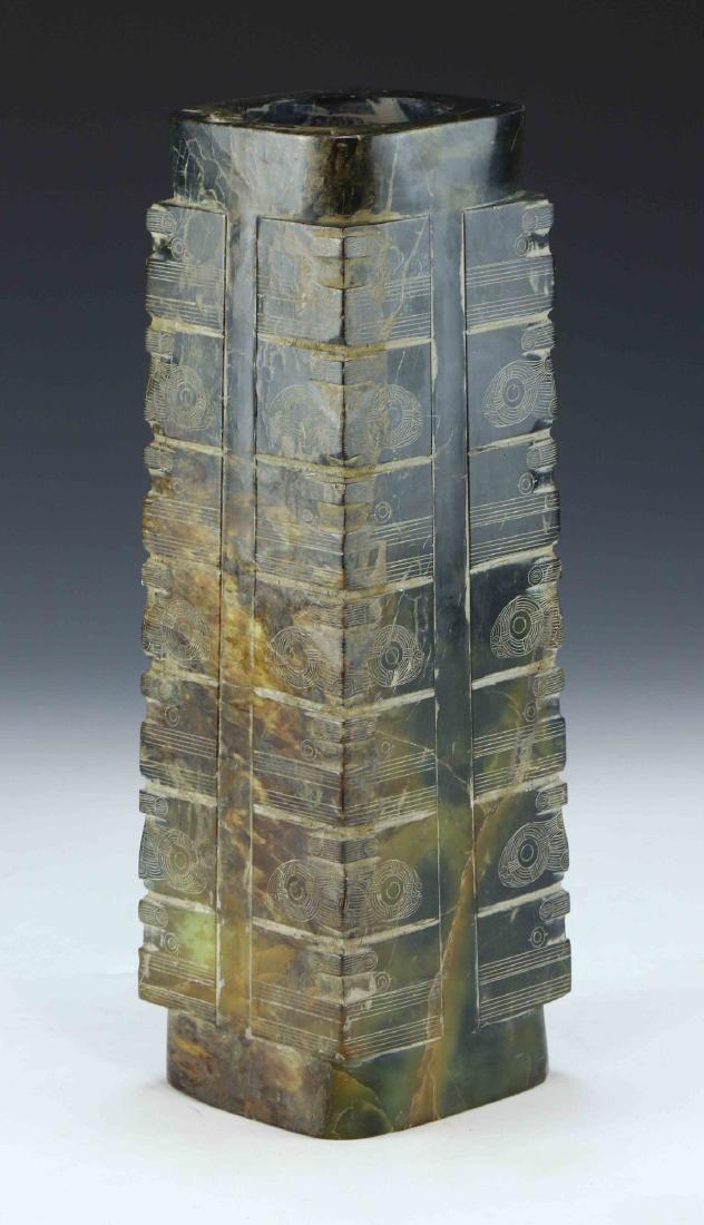 A CHINESE ANTIQUE ARCHAIC JADE CONG (1 of 5)