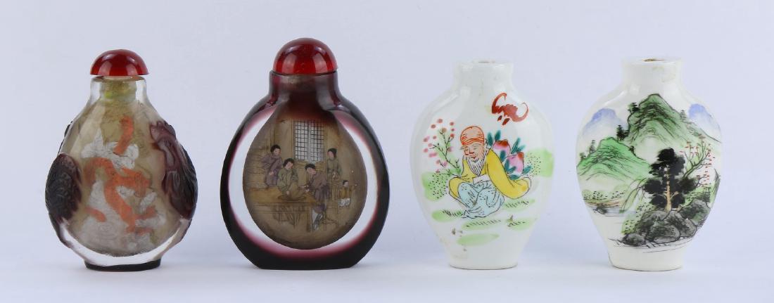 FOUR (4) CHINESE MIXED MATERIAL SNUFF BOTTLES (1 of 3)