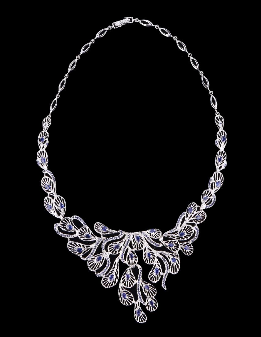A FINE SAPPHIRE NECKLACE, 14K WHITE GOLD STERLING (1 of 3)