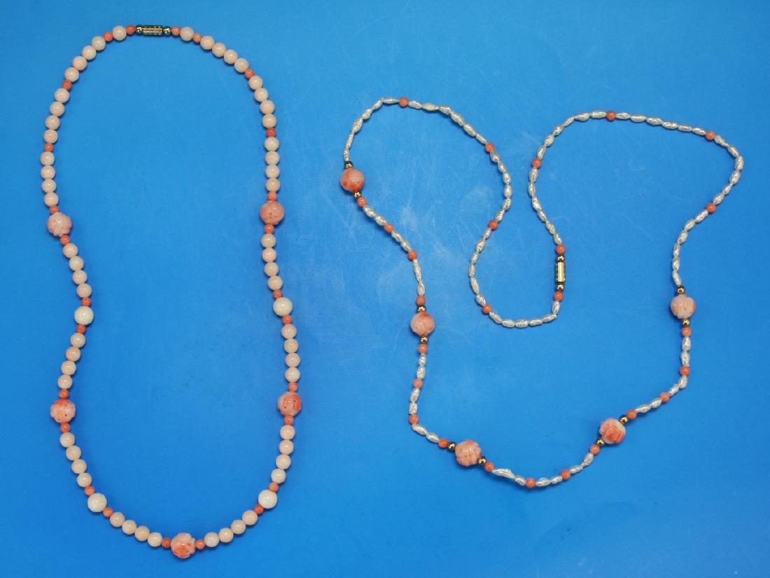TWO (2) NATURAL CORAL NECKLACES (1 of 1)