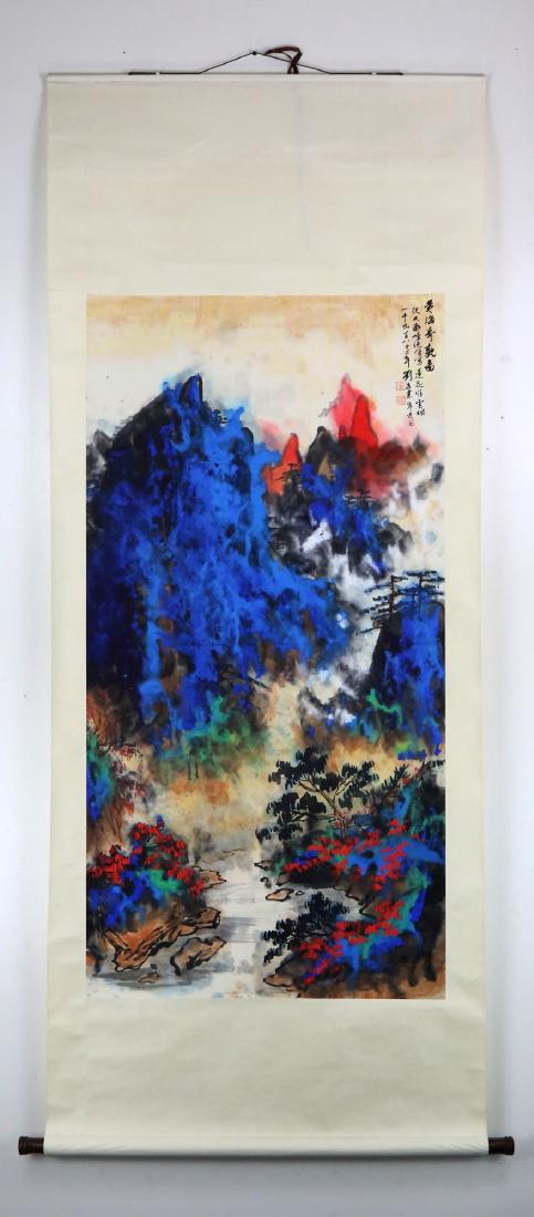 A CHINESE PAPER PAINTING HAND SCROLL BY LIU, HAISU (1 of 5)