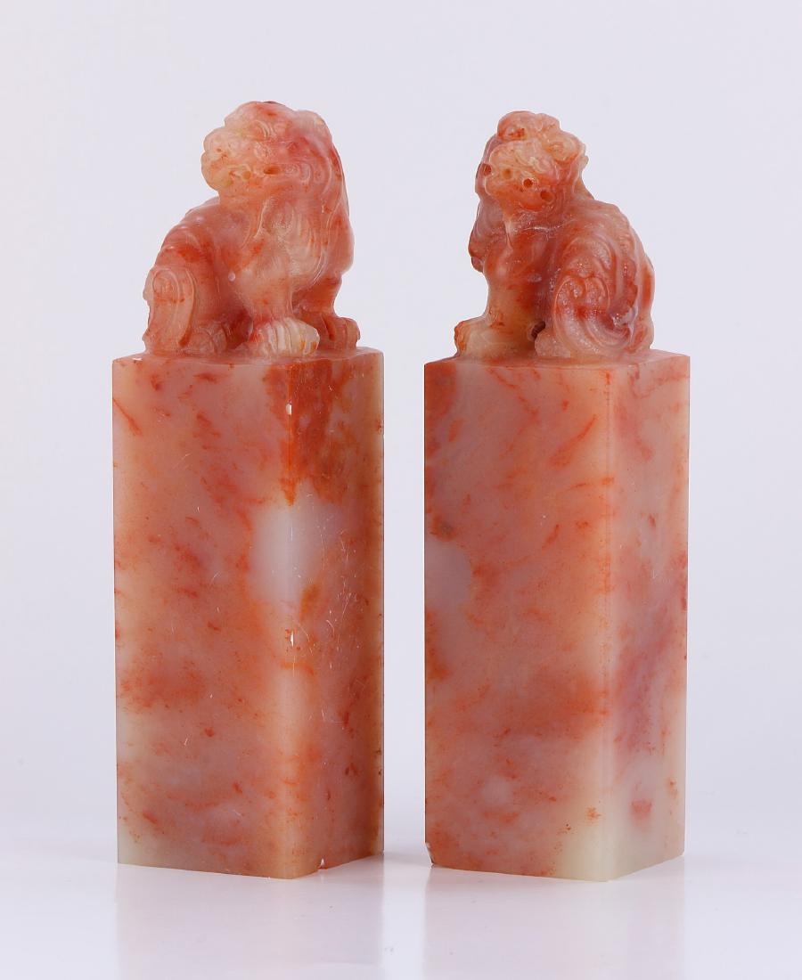 PAIR CHINESE SOAPSTONE SEALS (1 of 4)