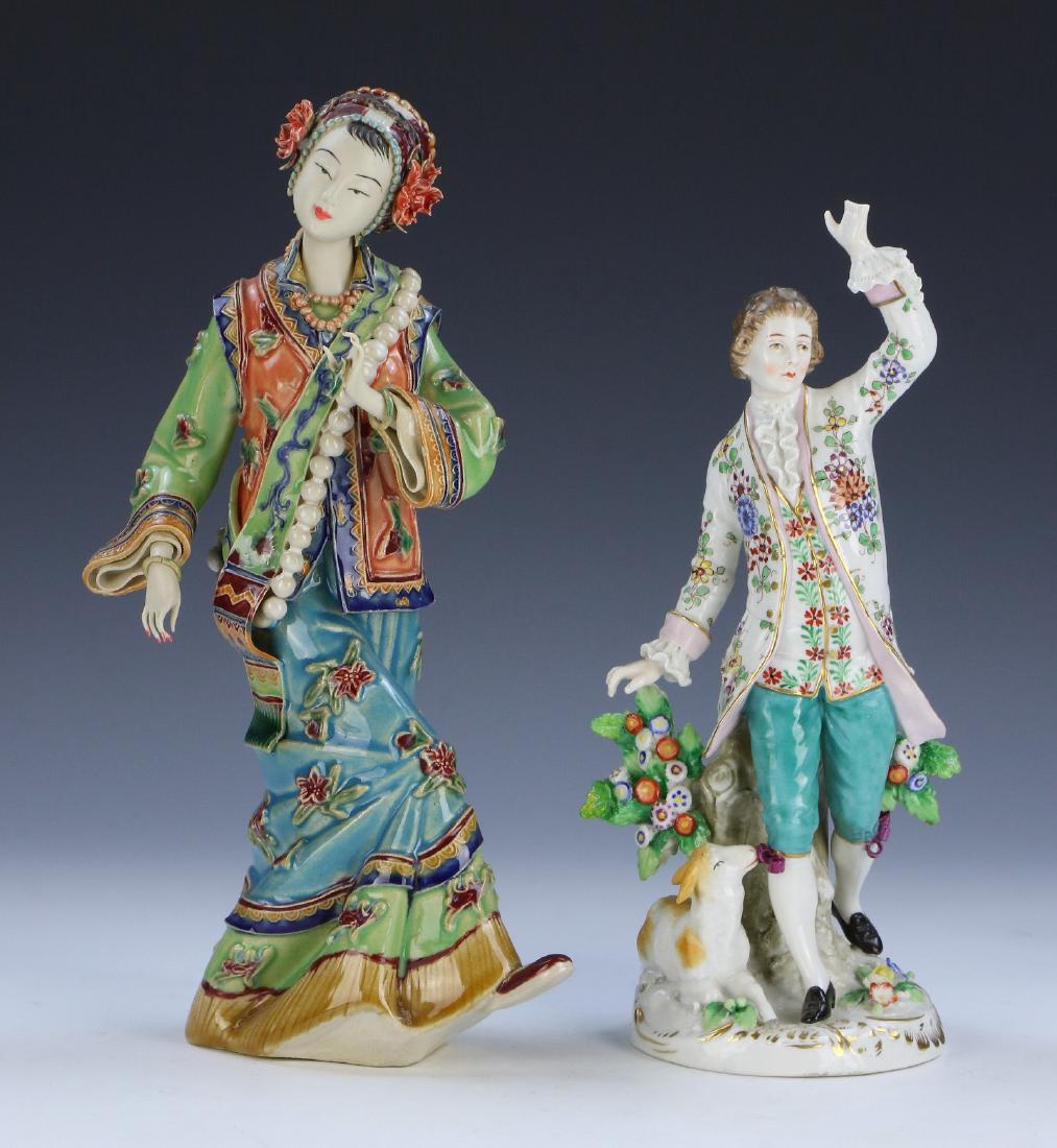 TWO (2) ANTIQUE MIXED PORCELAIN FIGURES (1 of 6)