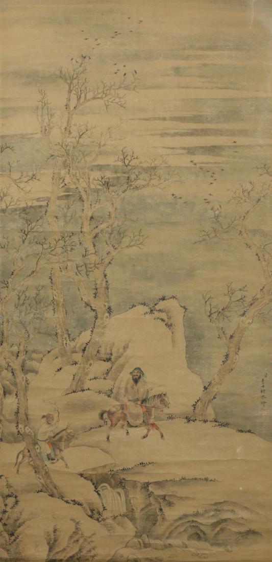 A CHINESE PAPER HANGING PAINTING SCROLL (1 of 5)