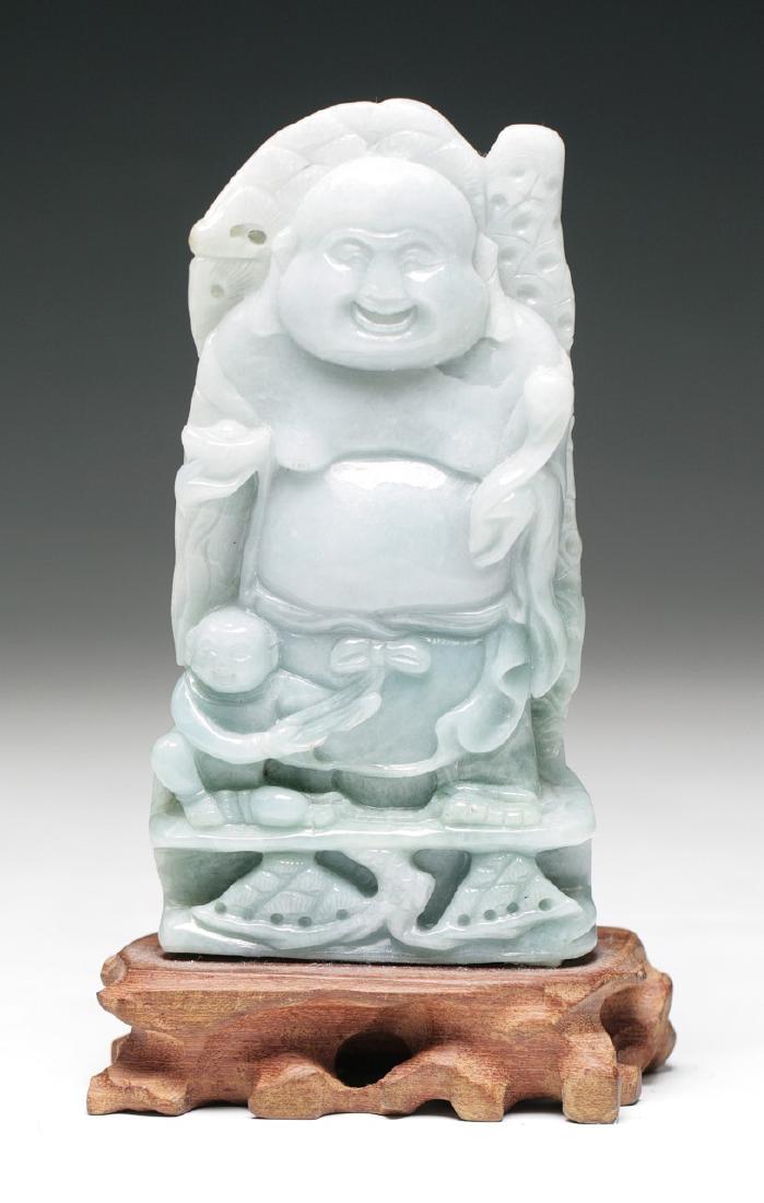 A CHINESE CARVED JADEITE BUDDHA (1 of 2)