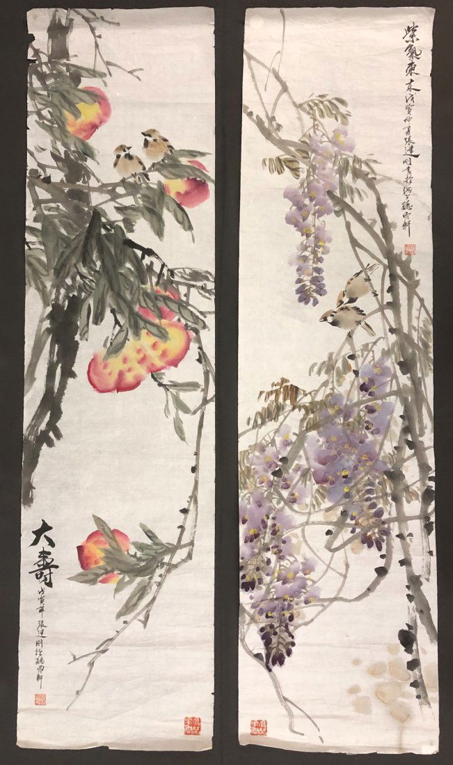TWO (2) CHINESE UNFRAMED PAINTINGS (1 of 4)