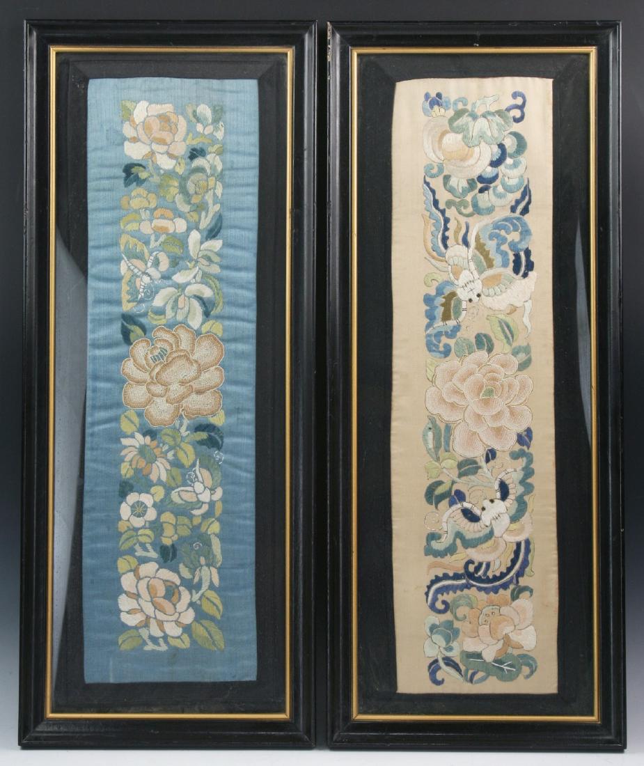 PAIR CHINESE FRAMED EMBROIDERY PANELS (1 of 3)