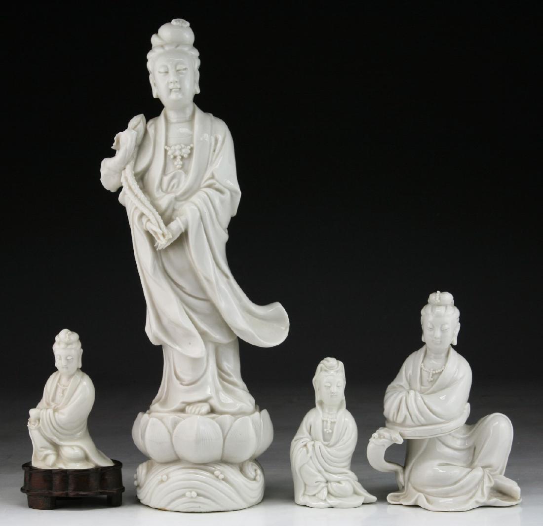 FOUR (4) CHINESE BLANC DE CHINE PORCELAIN GUANYIN (1 of 3)