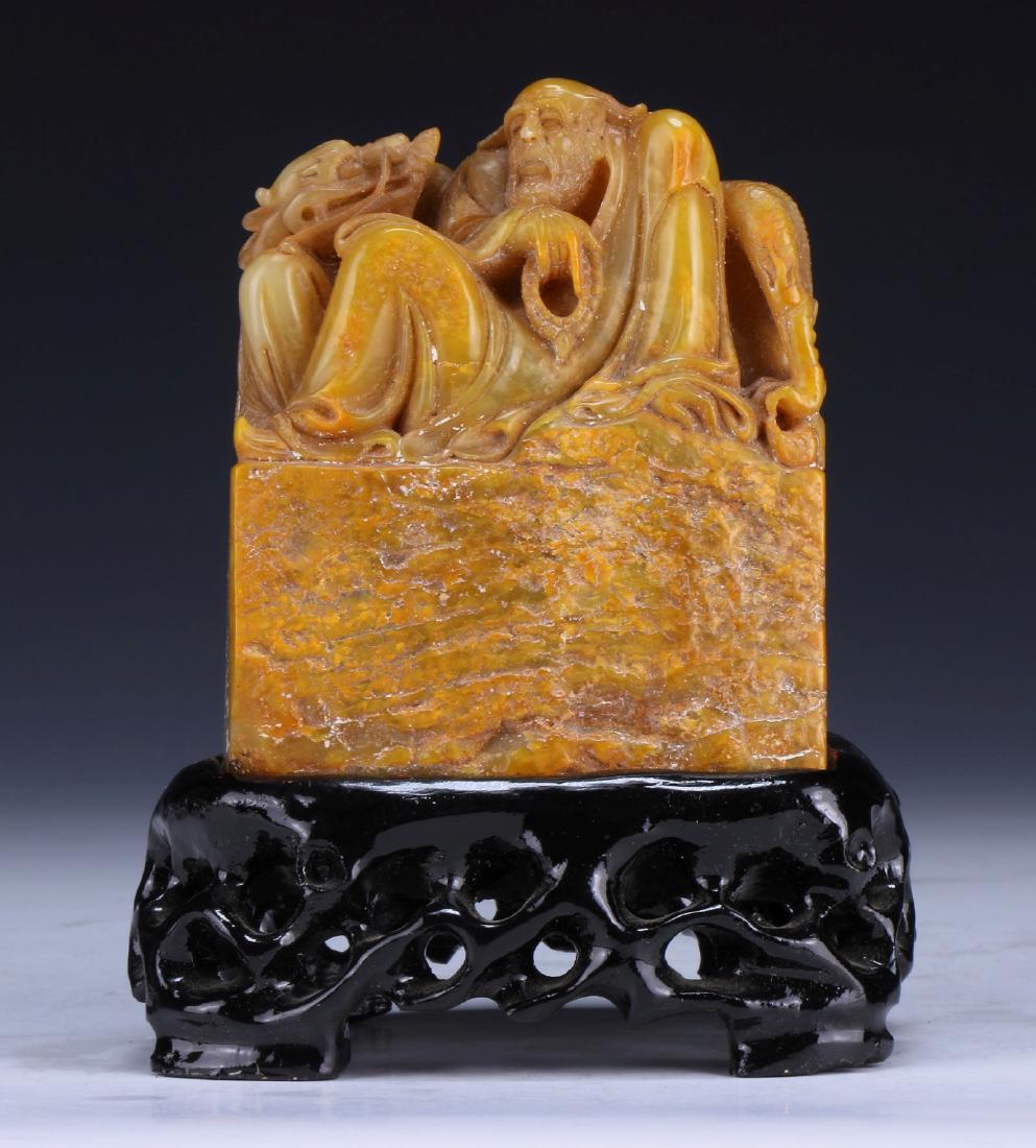 A CHINESE SOAPSTONE FIGURE GROUP (1 of 3)