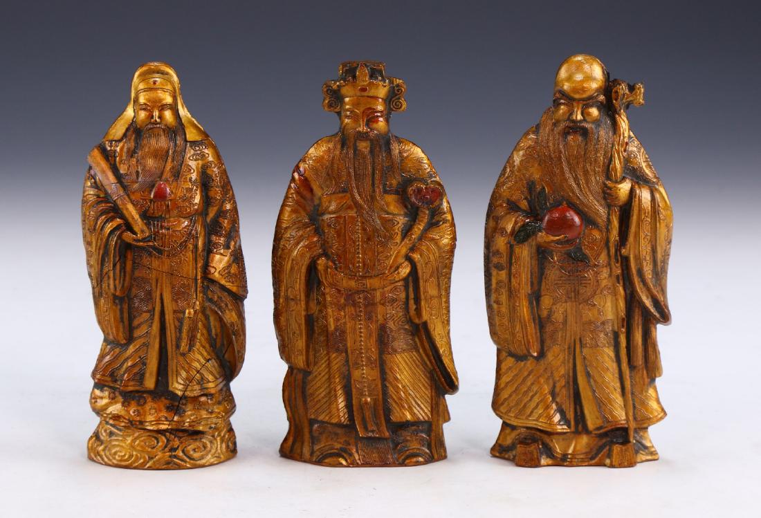 THREE (3) CHINESE GILT DIETY INK BRICKS (1 of 3)