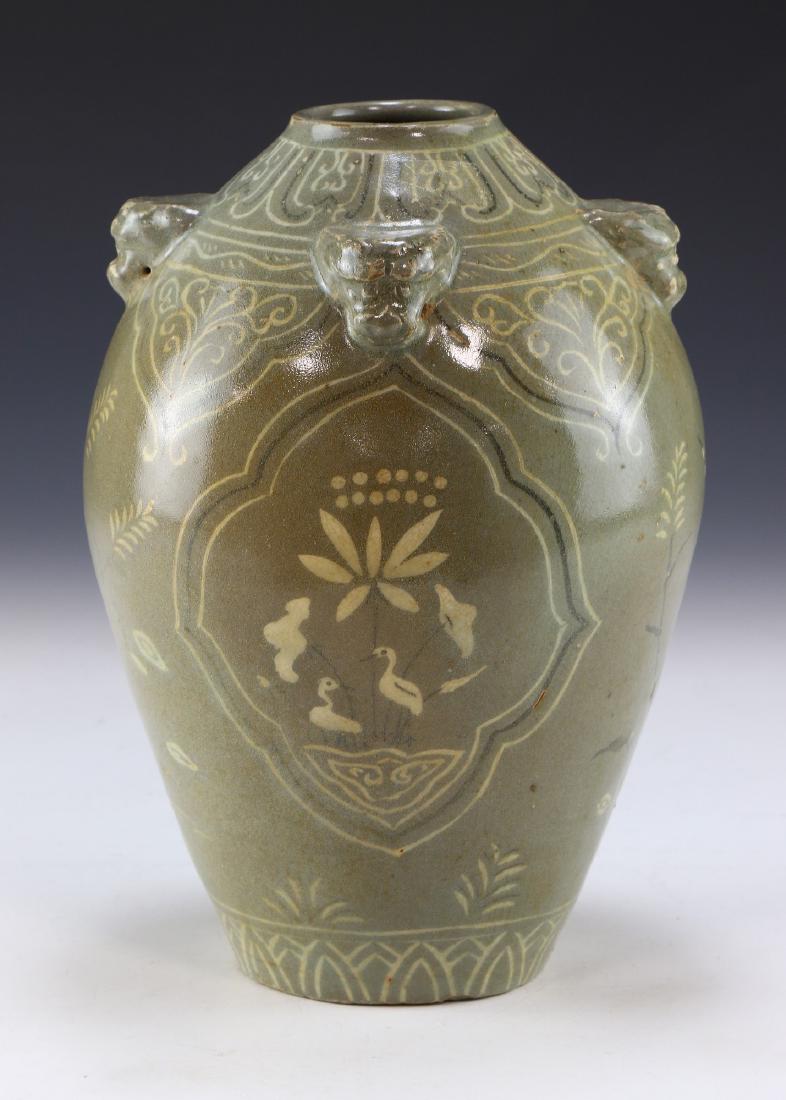 A KOREAN CELADON GLAZED PORCELAIN VASE (1 of 5)